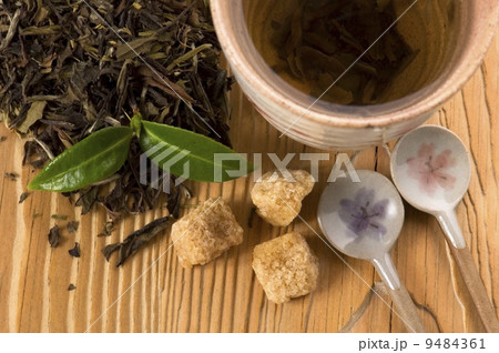 green tea with fresh branch 9484361