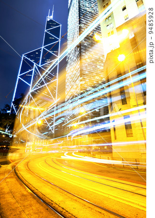Liight trails in modern city Liight trails in modern city 9485928