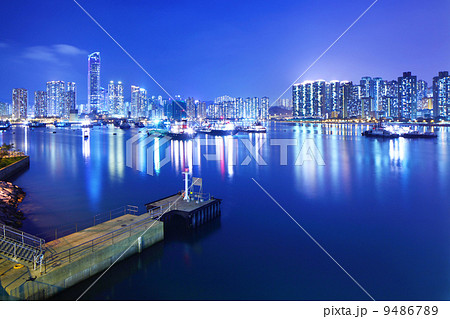 Harbor in Hong Kong at night Harbor in Hong Kong at night 9486789