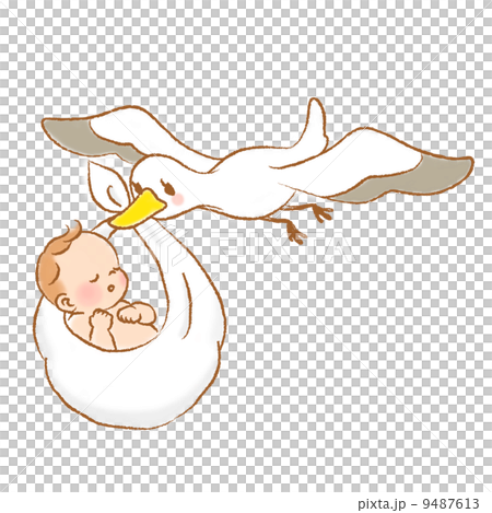 こうのとりと赤ちゃん　カラー 9487613