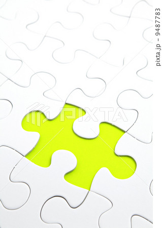 Jigsaw puzzle with green piece missed 9487783