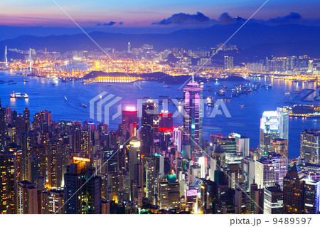 Hong Kong skyline from the peak Hong Kong skyline from the peak 9489597