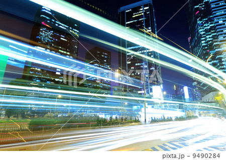 traffic in Hong Kong at night 9490284
