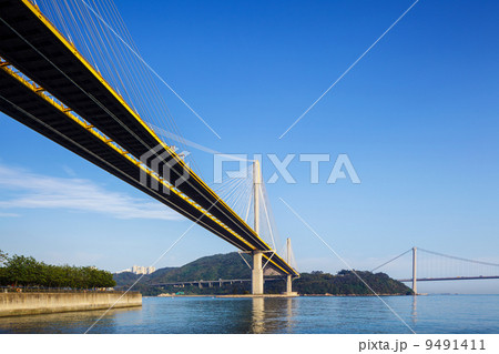 Ting Kau and Tsing Ma suspension bridge in Hong Kong 9491411