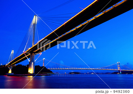 Ting Kau Bridge in Hong Kong at night 9492360