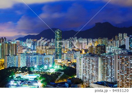 Urban Cityscape in Hong Kong at night 9493120