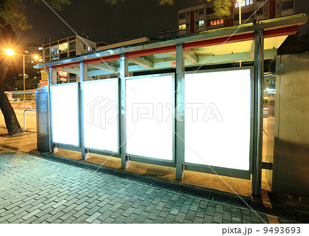 billboard on bus stop at night 9493693