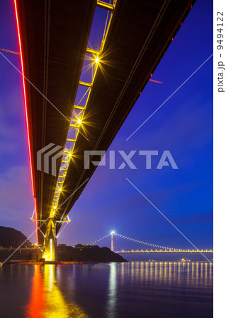 Bottom view of the suspension bridge Bottom view of the suspension bridge 9494122