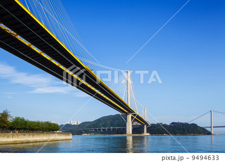 Suspension bridge in Hong Kong at day time Suspension bridge in Hong Kong at day time 9494633