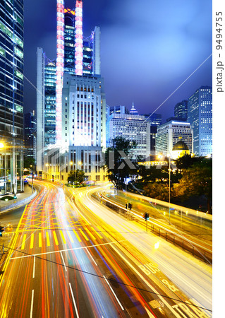 Traffic car light on highway in city 9494755