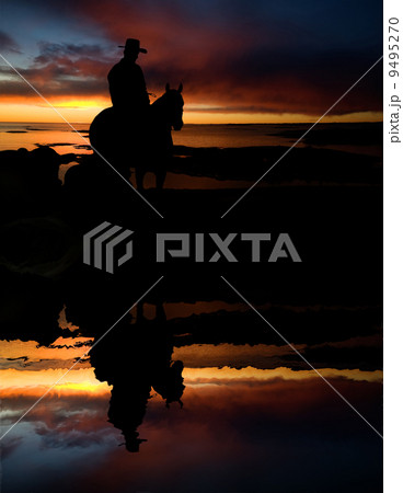 Cowboy at Watering Hole Cowboy at Watering Hole 9495270