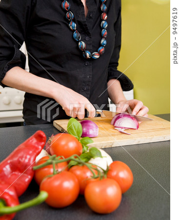 Woman Cutting an Onion 9497619
