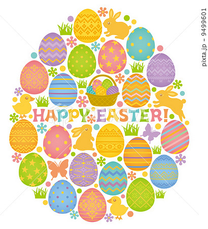 Happy Easter イースターエッグ 卵型のイラスト素材 9499601 Pixta