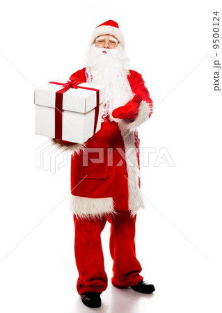 Santa Claus presenting gift box isolated on white background 9500124