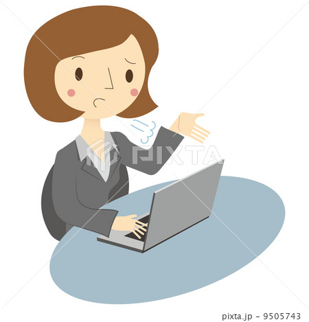 ノートパソコンを使う女性　ため息 9505743