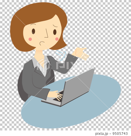 ノートパソコンを使う女性　ため息 9505743