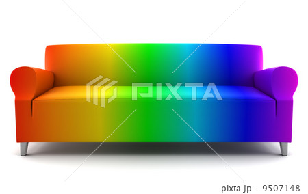 rainbow color couch isolated on white background 9507148