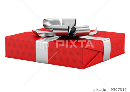 red gift box with silver ribbon isolated on white background red gift box with silver ribbon isolated on white background 9507312