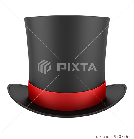 black top hat with red strip isolated on white background 9507562