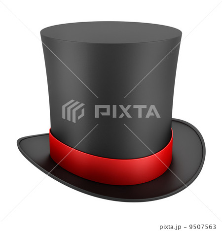 black top hat with red strip isolated on white background black top hat with red strip isolated on white background 9507563