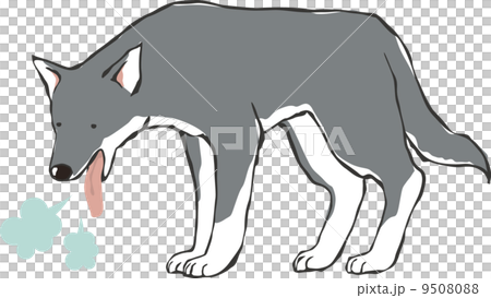 息の荒い黒犬のイラスト素材