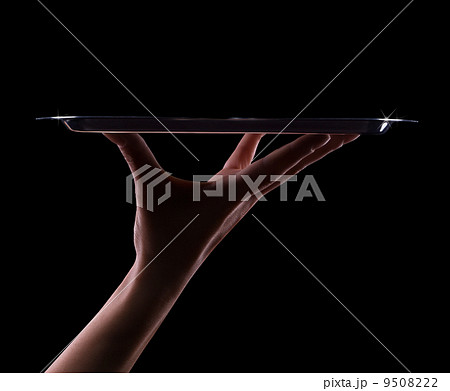 Empty tray in hand waiter Empty tray in hand waiter 9508222