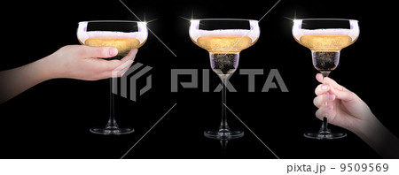 hand making toast with champagne glass 9509569