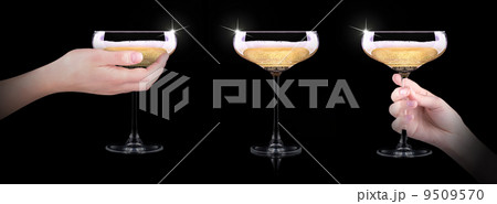 hand making toast with champagne glass hand making toast with champagne glass 9509570