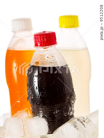 cold bottles of soda in ice 9512208