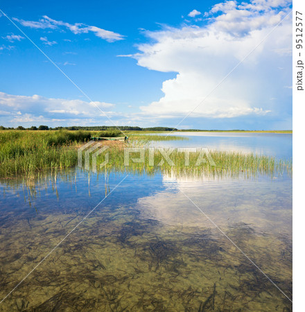 Summer lake panorama. 9512577