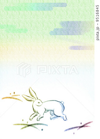 兎の和風テンプレート・墨絵風 9516845