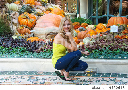Vacation in Las Vegas. Girl in greenhouse Bellagio Hotel 9520613