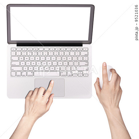 laptop with woman hand isolated laptop with woman hand isolated 9521036
