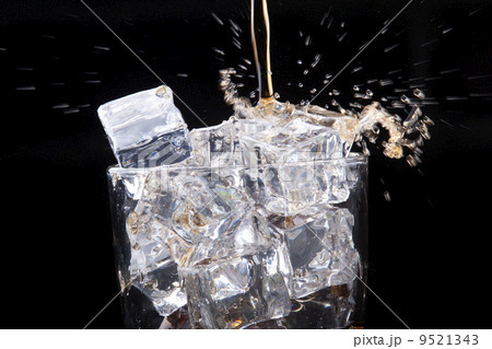 Fresh cola drink background with ice 9521343