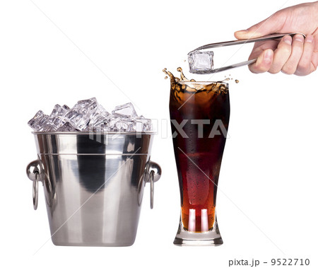 Fresh cola drink background with ice 9522710