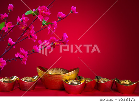 Chinese New Year Decoration plum blossom and gold bullion symbol 9523175