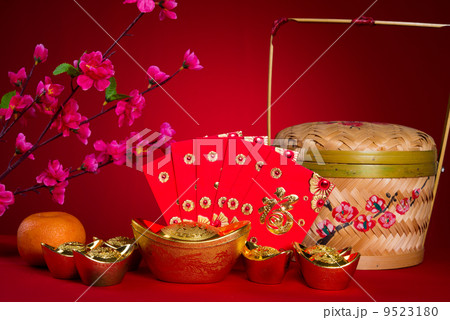 Chinese new year festival decorations, ang pow or red packet and 9523180
