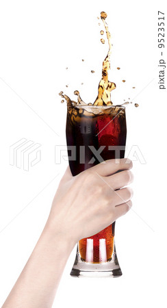 Fresh soda with hand making toast 9523517