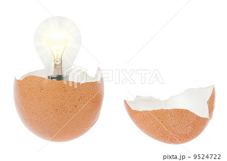 Appeared lamp from the broken eggs. Creativity-concept. 9524722