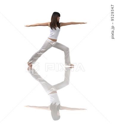 asian girl yoga with isolated white background 9529347