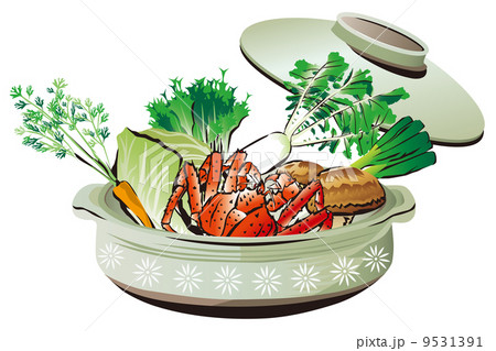 カニすき鍋のイラスト カニすき鍋のイラスト 9531391