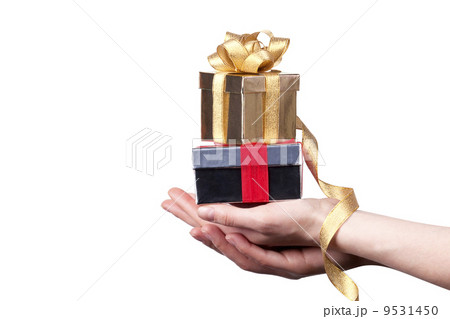 gift in hand isolated on white background 9531450