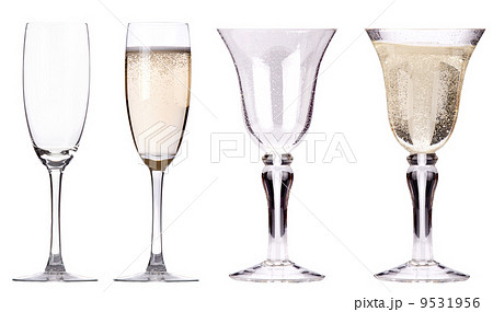 full and empty glass of champagne set isolated 9531956