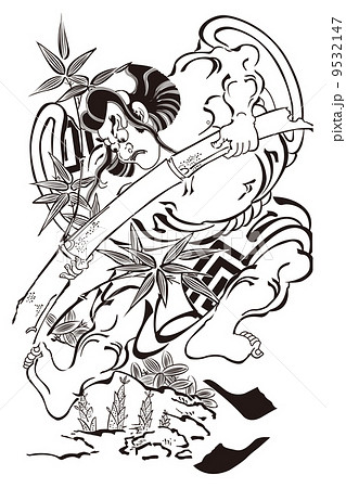 鳥居清倍 市川団十郎の竹抜き五郎イメージイラストのイラスト素材