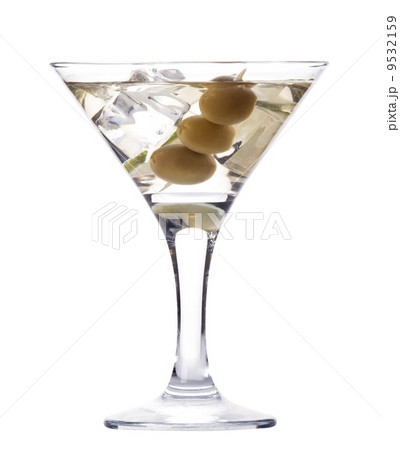 martini with olive cocktail isolated martini with olive cocktail isolated 9532159
