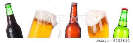 Frosty glass and bottles of beer set Frosty glass and bottles of beer set 9532310