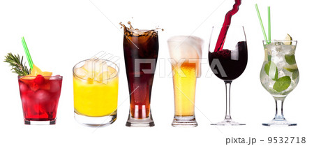 Collection of different images of alcohol isolated 9532718