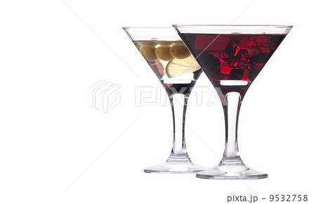 martini with olive and ice set isolated 9532758