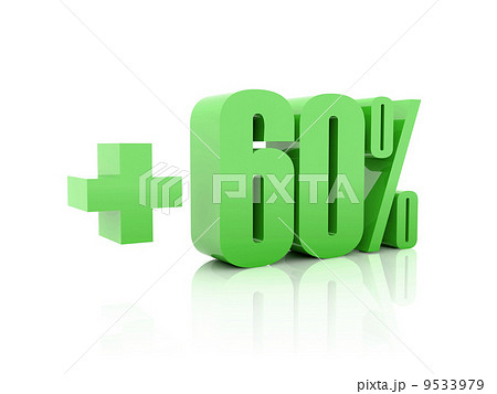 Plus 60 percent. Concept 3D illustration. 9533979