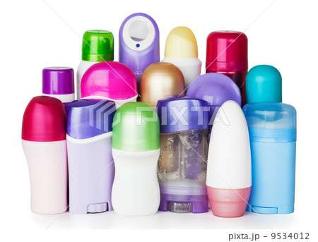 Plastic cosmetics bottles on white background 9534012